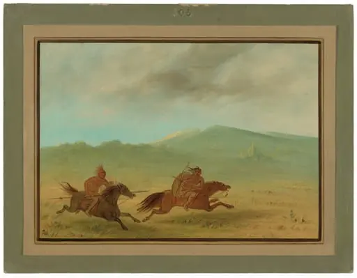 An Osage Indian Pursuing a Camanchee, by George Catlin