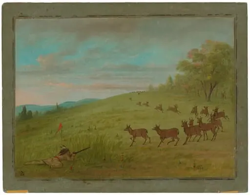 Antelope Shooting - Assinneboine, by George Catlin