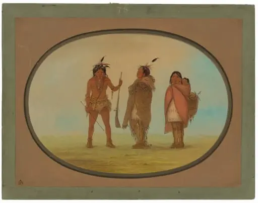 Arapaho Chief, His Wife, and a Warrior, by George Catlin