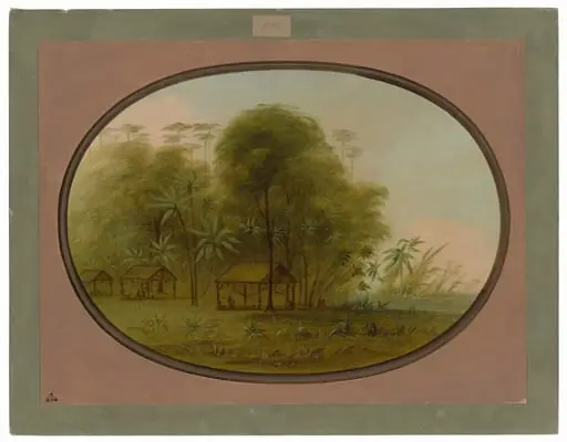 Arowak Village, by George Catlin
