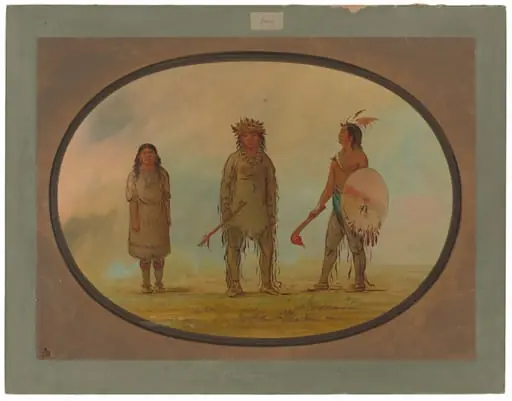 Athapasca Chief, His Wife, and a Warrior, by George Catlin