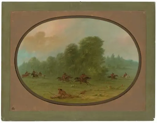 Battle between the Jiccarilla Apachees and Camanchees, by George Catlin