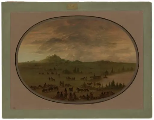 Bivouac of a Sioux War Party at Sunrise, by George Catlin
