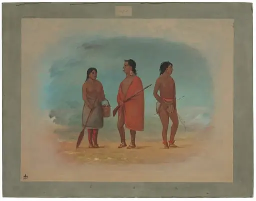 Botocudo Chief, His Wife, and a Young Man, by George Catlin