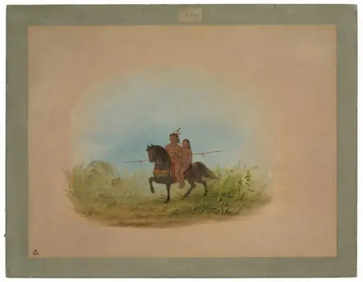 Bride and Groom on Horseback - Connibo, by George Catlin