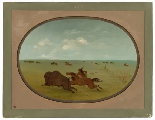 Buffalo Chase, Sioux Indians, Upper Missouri, by George Catlin