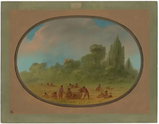 Caddoe Indians Gathering Wild Strawberries, by George Catlin