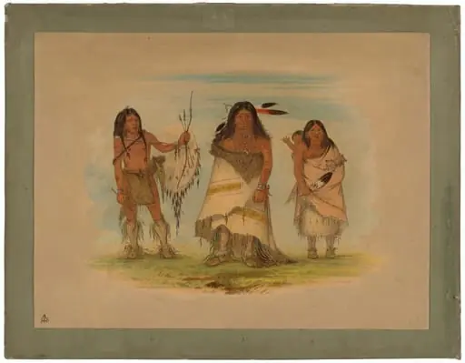 Camanchee Chief, His Wife, and a Warrior, by George Catlin
