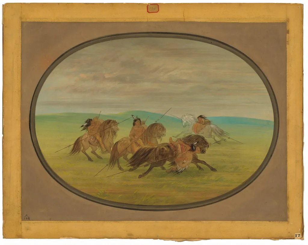 Camanchee Horsemanship, by George Catlin, oil, 1865