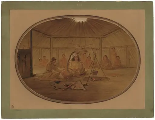 Catlin Feasted by the Mandan Chief, by George Catlin
