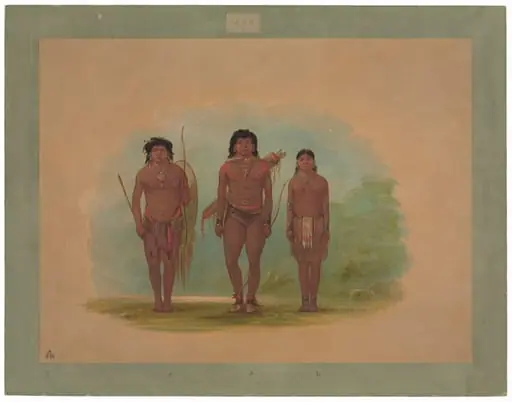 Chaco Chief, His Wife, and a Warrior, by George Catlin