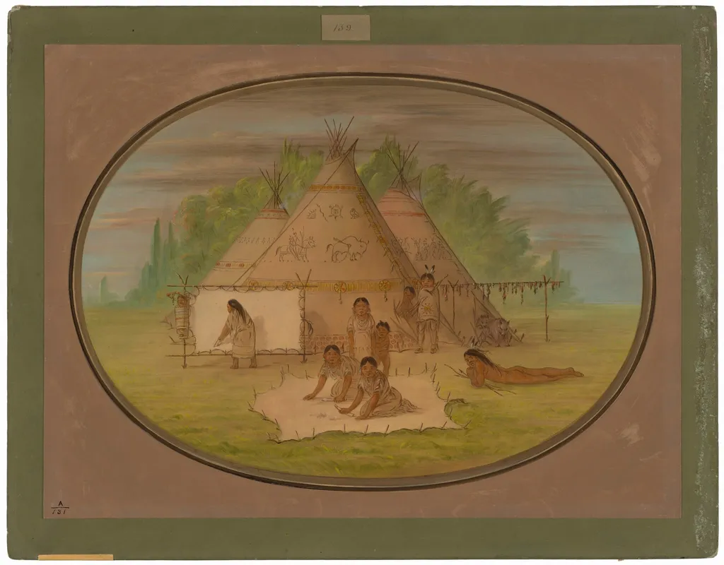 Cheyenne Village, by George Catlin, oil, 1865