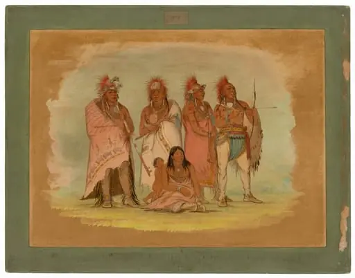Chief and Members of the Konza Tribe, by George Catlin