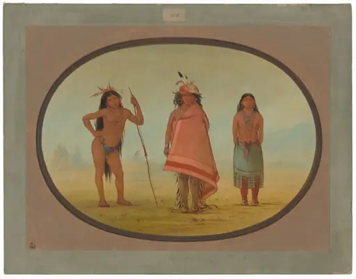 Cochimtee Chief, His Wife, and a Warrior, by George Catlin