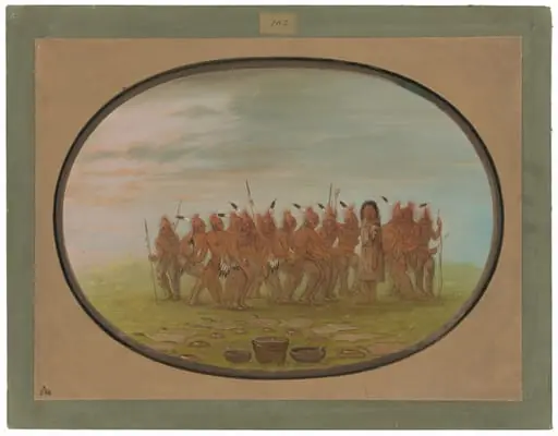 Dance to the Berdache - Saukie, by George Catlin