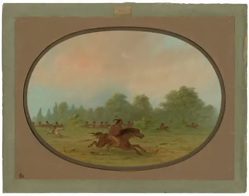 Defile of a Camanchee War Party, by George Catlin