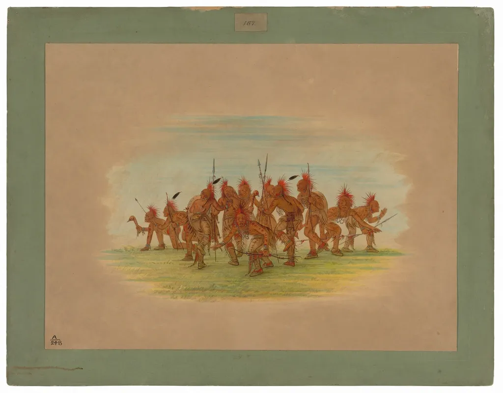 Discovery Dance - Saukie, by George Catlin, oil, 1861