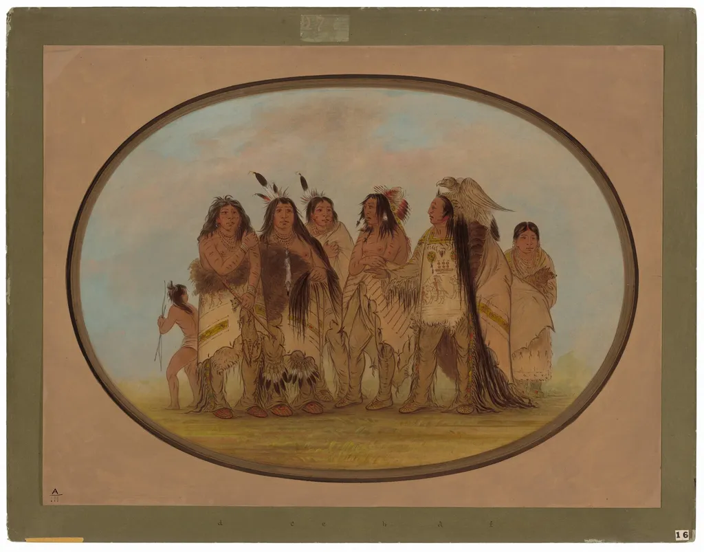 Distinguished Crow Indians, by George Catlin, oil, 1865