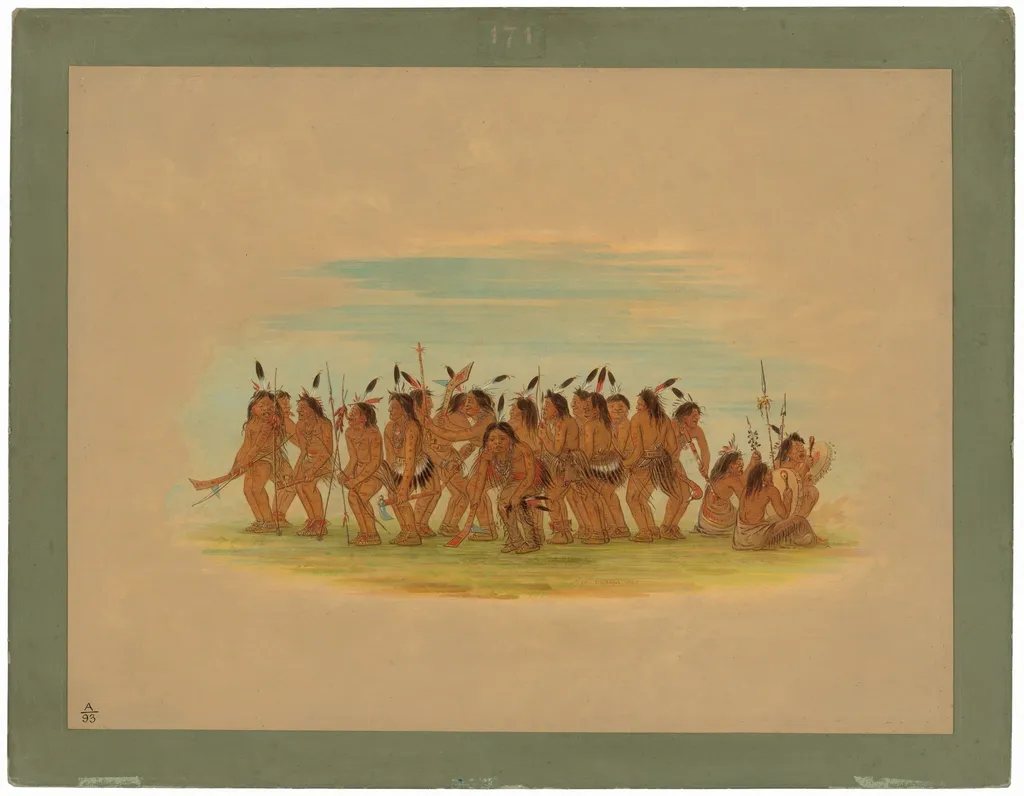Dog Dance - Sioux, by George Catlin, oil, 1861