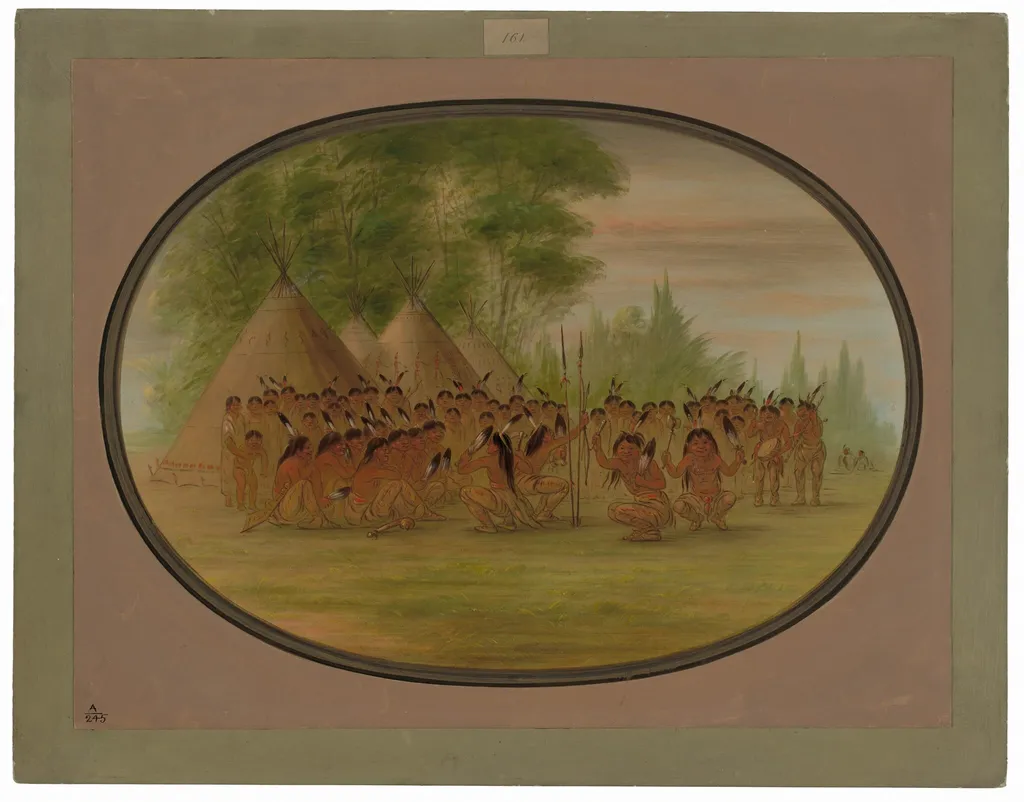 Eagle Dance - Choctaw, by George Catlin, oil, 1865