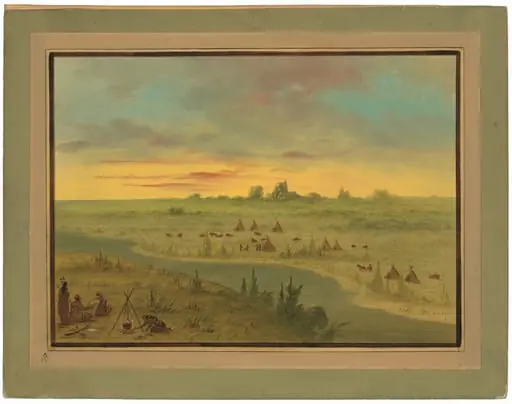 Encampment of Pawnee Indians at Sunset, by George Catlin
