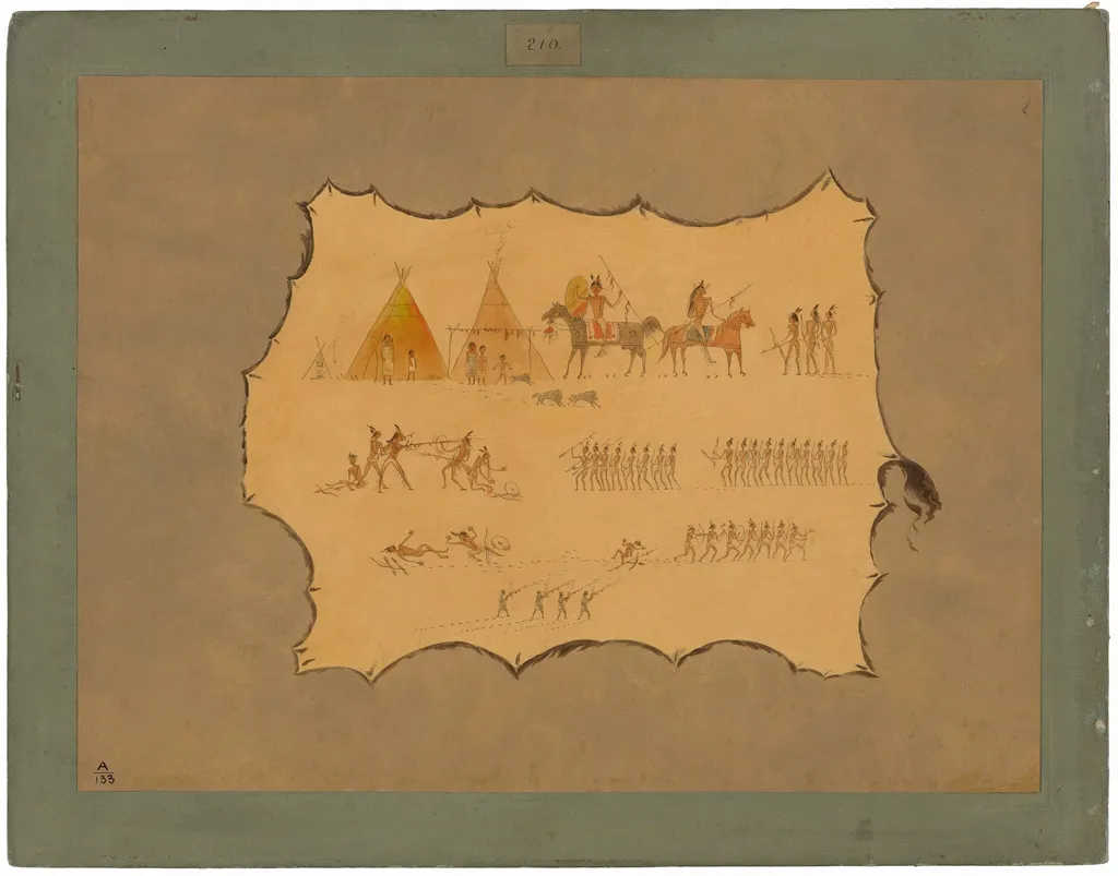 Facsimile of a Cheyenne Robe, by George Catlin, oil, 1865