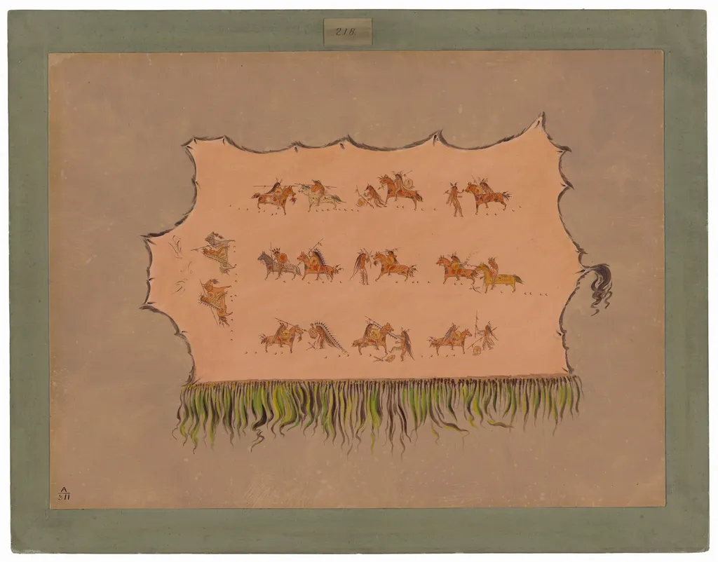 Facsimile of Chief Four Men's Robe - Mandan, by George Catlin, oil, 1865