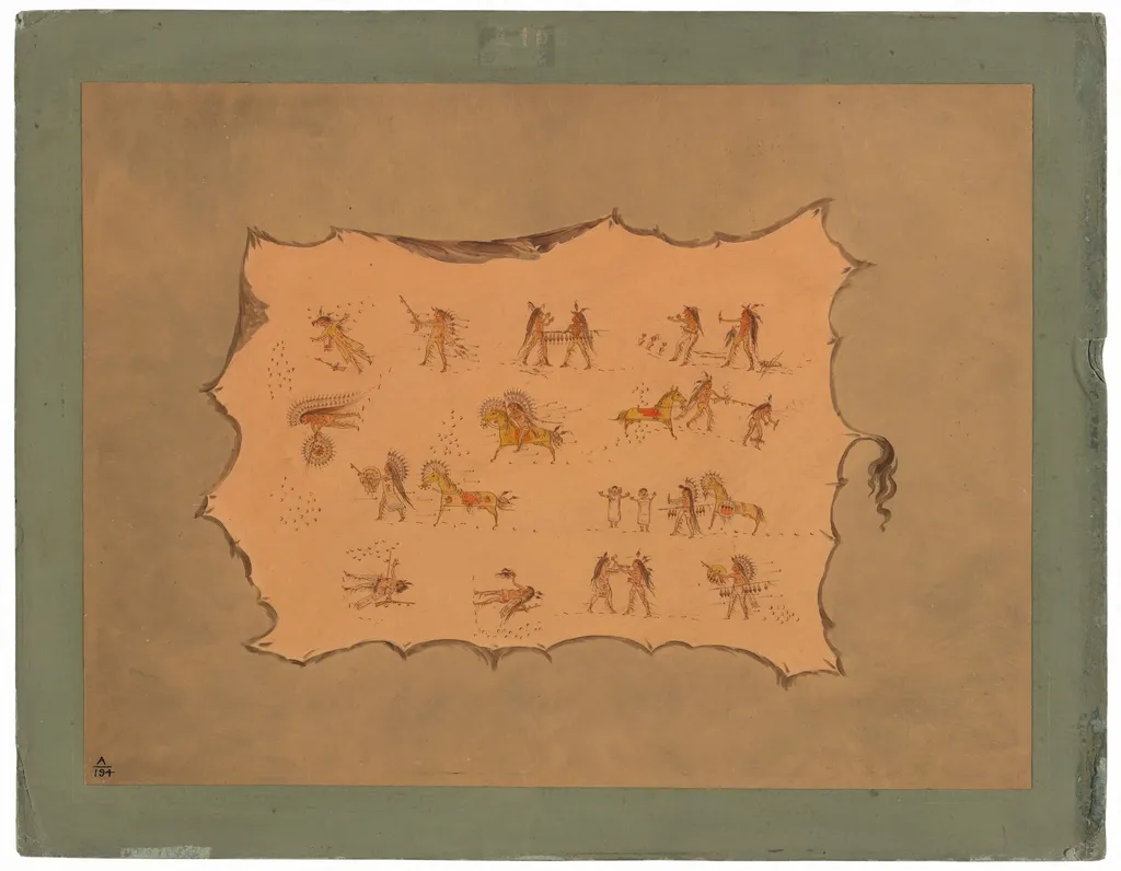 Facsimile of the Robe of Mah-to-toh-pa - Mandan, by George Catlin, oil, 1865