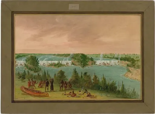 Father Hennepin and Companions at the Falls of St. Anthony.  May 1, 1680, by George Catlin, 1848
