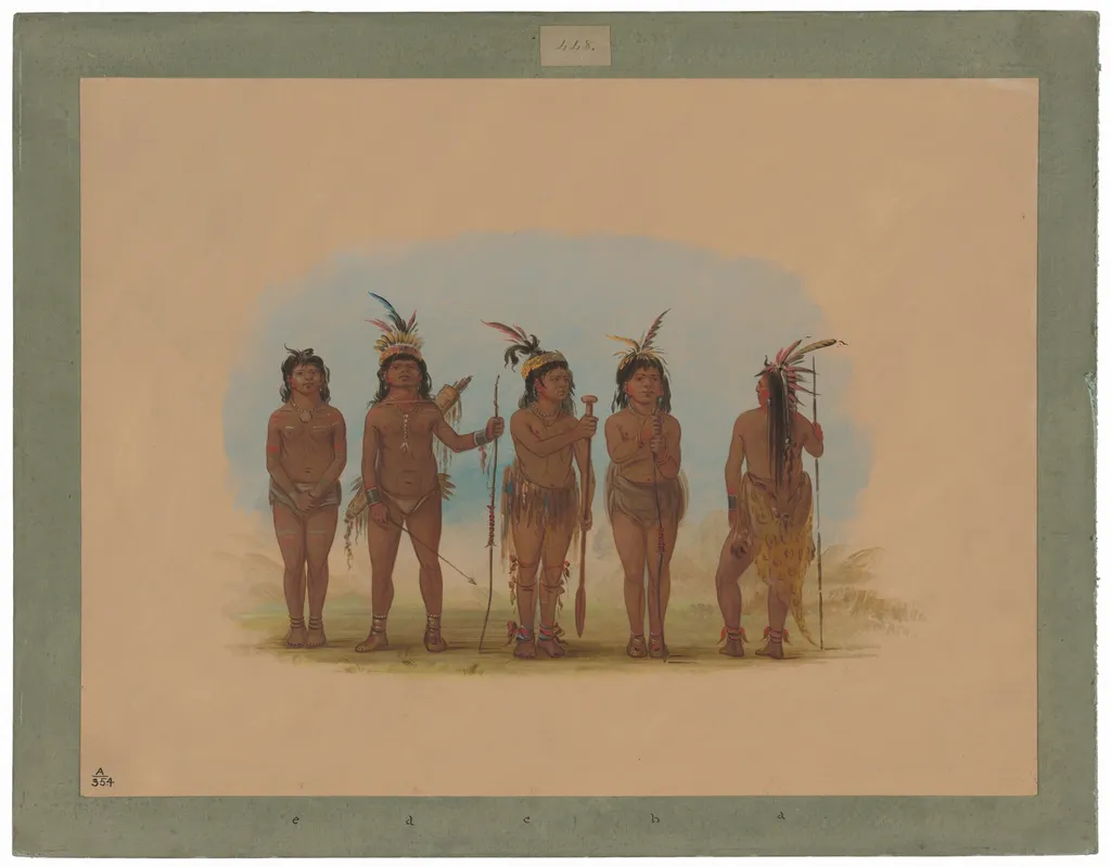 Five Caribbe Indians, by George Catlin, oil, 1862