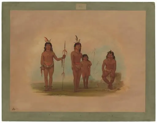 Four Goo-a-give Indians, by George Catlin