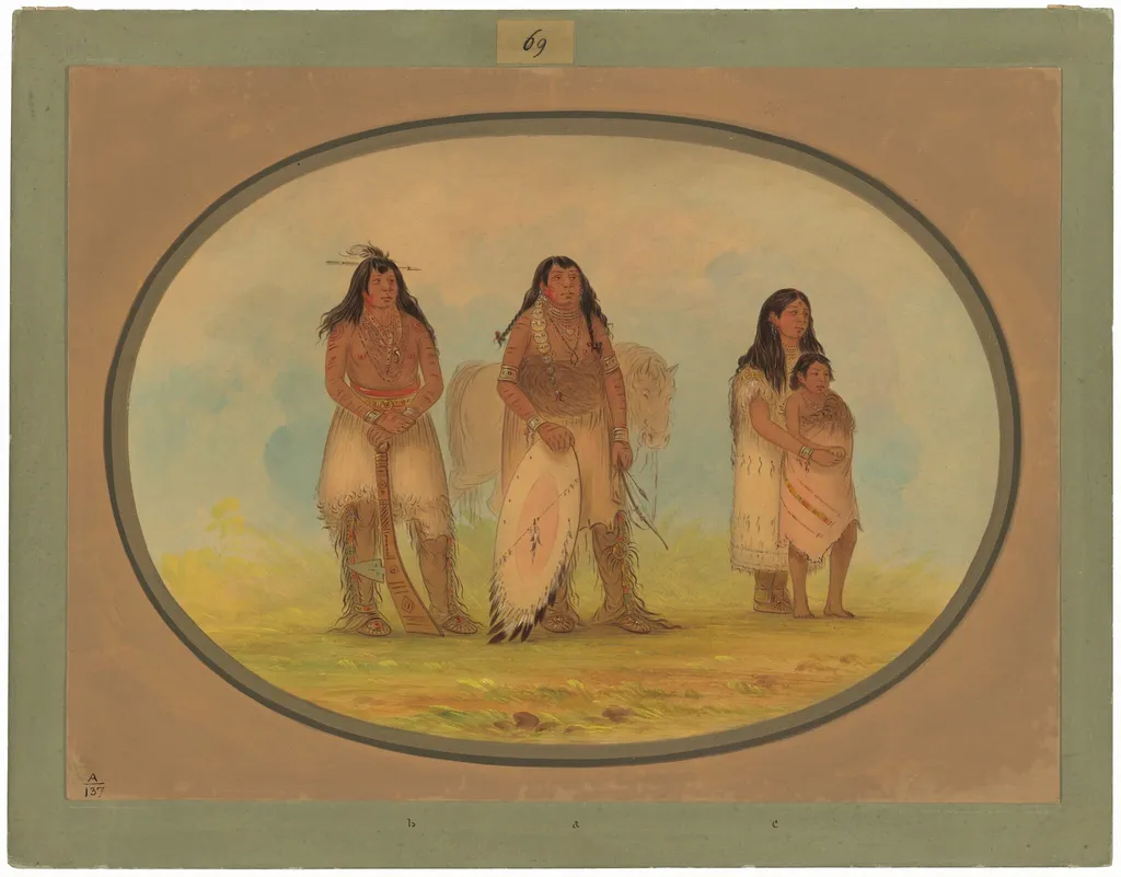 Four Kiowa Indians, by George Catlin, oil, 1865