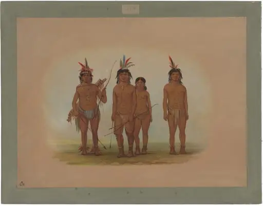 Four Macouchi Indians, by George Catlin