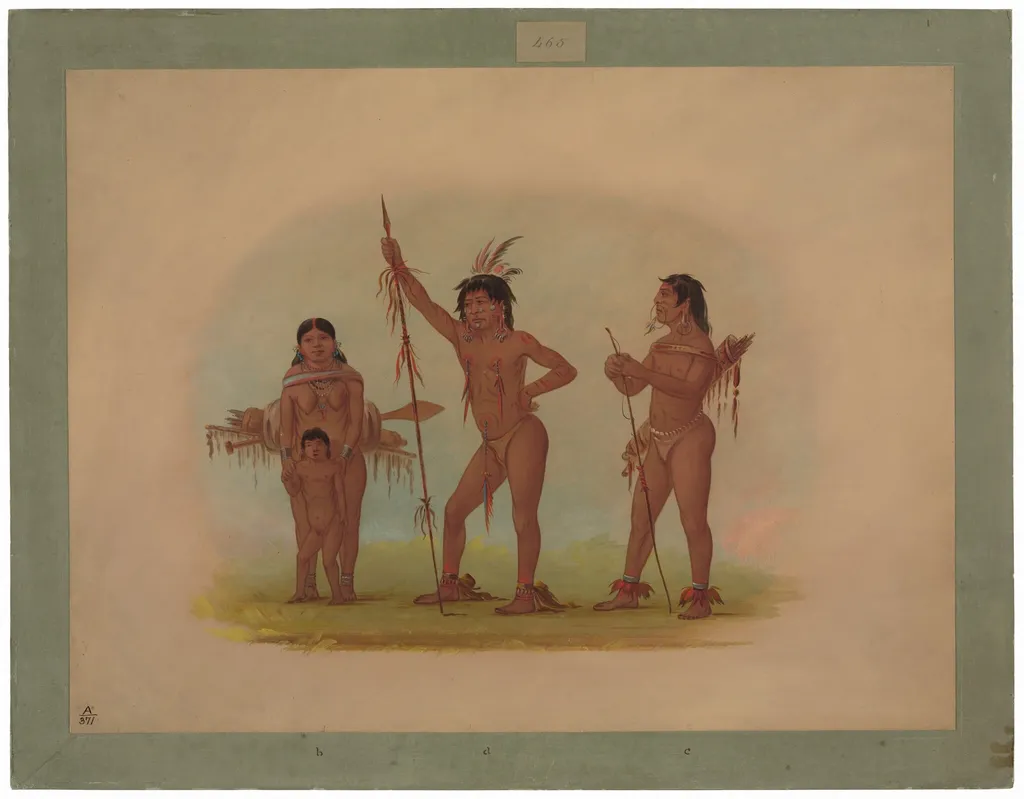 Four Mura Indians, by George Catlin, oil, 1862