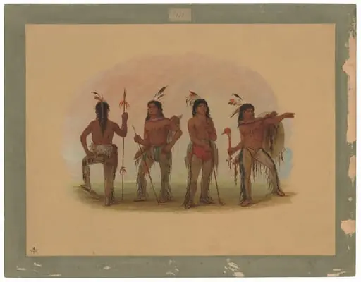 Four Navaho Warriors, by George Catlin