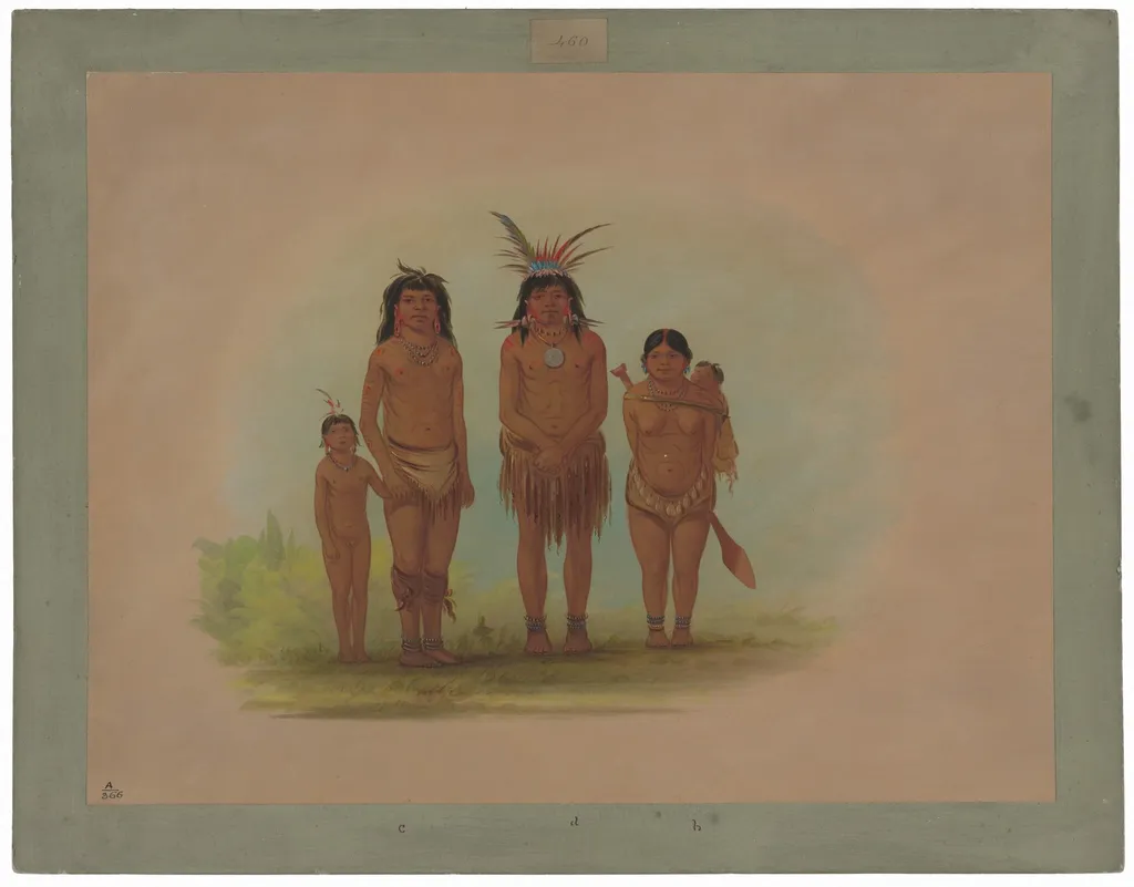 Four Sepibo Indians, by George Catlin, oil, 1862