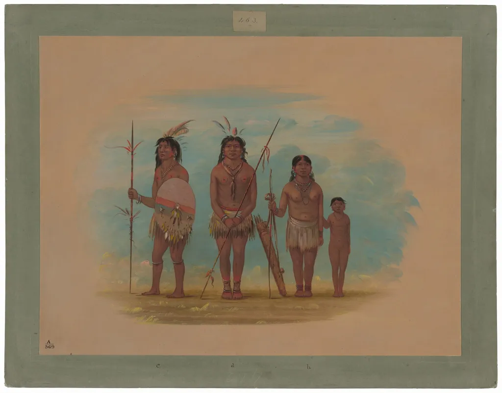 Four Xingu Indians, by George Catlin, oil, 1862