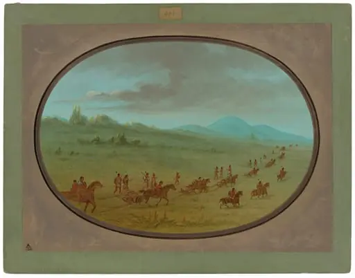 Halsey's Bluff - Sioux Indians on the March, by George Catlin
