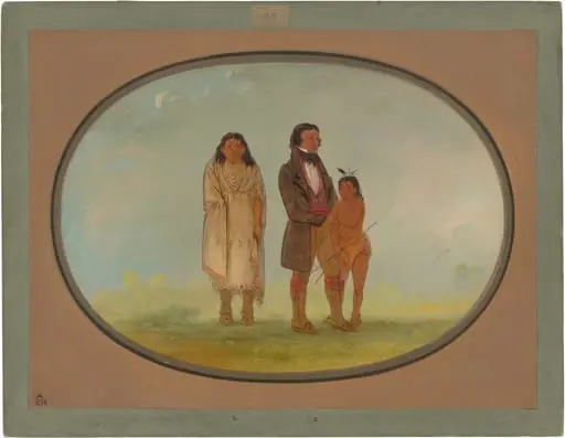 Kaskaskia Chief, His Mother, and Son, by George Catlin