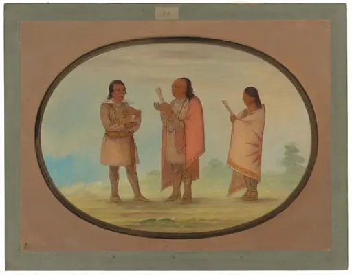 Kickapoo Indians Preaching and Praying, by George Catlin, 1865