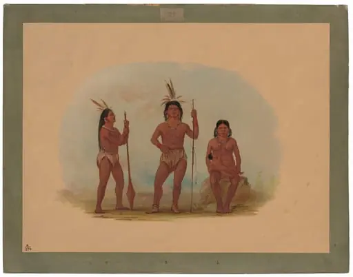 Klahoquaht Chief, His Wife, and Son, by George Catlin
