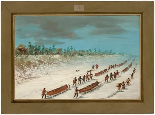 La Salle Crossing Lake Michigan on the Ice. December 8, 1681, by George Catlin