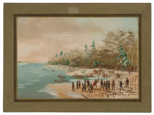La Salle Driving the First Bolt for the Griffin.  January 26, 1679, by George Catlin