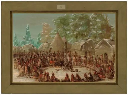La Salle's Party Feasted in the Illinois Village. January 2, 1680, by George Catlin