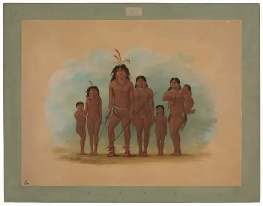 Lengua Chief, His Two Wives, and Four Children, by George Catlin