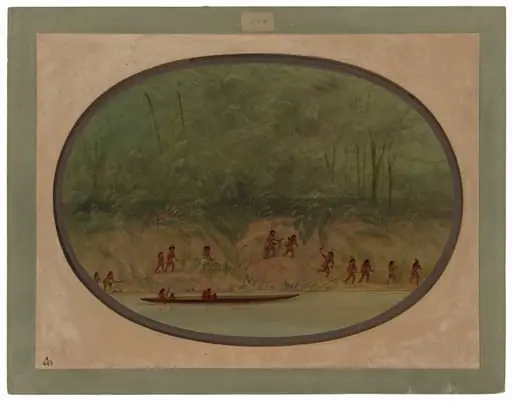 Lengua Indians Ascending the Rapids of the Rio Uruguay, by George Catlin