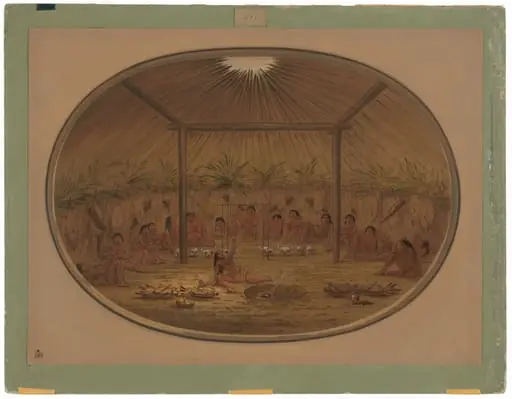 Mandan Ceremony - The Water Sinks Down, by George Catlin, 1865