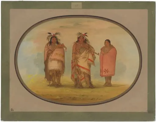 Menomonie Chief, His Wife, and Son, by George Catlin