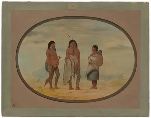 Nayas Indian Chief, His Wife, and a Warrior, by George Catlin
