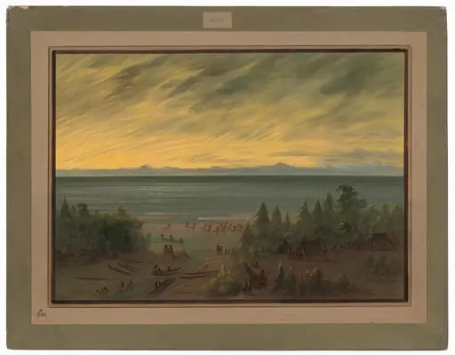 Nayas Village at Sunset, by George Catlin